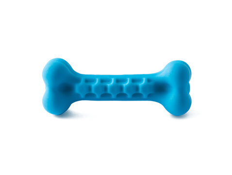 Blue rubber dog bone isolated on transparent or white background, png