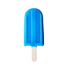 Single blue popsicle isolated on a transparent or white background, png