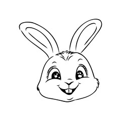 Obraz premium Cute outline rabbit, bunny for coloring. Rabbit Bunny Cartoon Outline Coloring Book or page for kids. Happy Easter in doodle style. Illustration Vector.