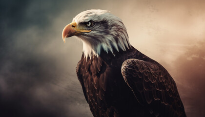 Obraz premium Majestic bird of prey soaring with freedom generated by AI