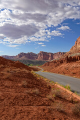 Road through Capitol Reef National Park in Utah
