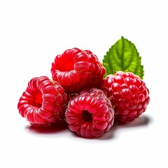 Isolated raspberries on white background 
