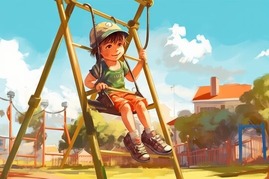 A child at the playground, Generative AI