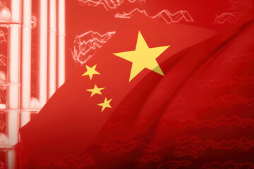 Featuring the flag of China as a background, overlaid with a rising profit chart, symbolizing the country's economic growth and success. AI