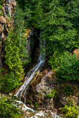 Naklejka na ściany i meble Picutresque gentle Gorge Creek Falls in Rockport WA NW Cascades