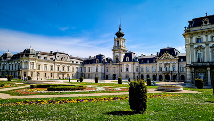 Fototapeta premium Festetics Palace - Chateau and the flowering park in Keszthely, near the Lake Balaton in Hungary.