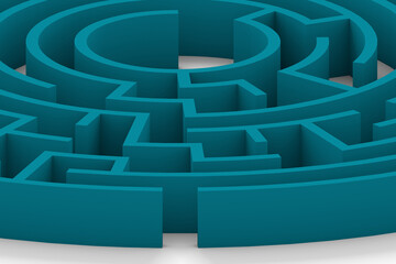3D blue round maze