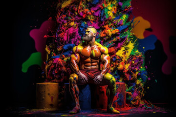 bodybuilding photo shoot made with AI generative technology