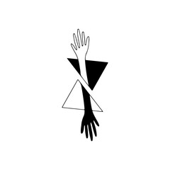vector illustration of hand with concept triangles
