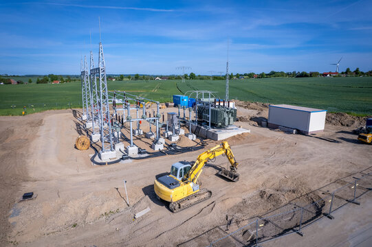 a new power substation is built on a field