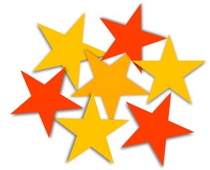 paper simple colored stars on white background