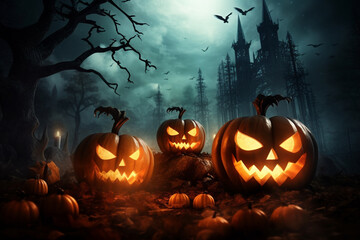 halloween background with pumpkins generative ai technology