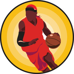 Stylized yellow icon of sportsman