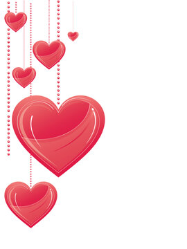 Detailed, glossy vector hearts for Valentine's Day decorations (banners, buttons, cards, covers, shirts, placards, posters, fliers, websites, emblems, logos)