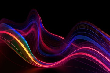 abstract neon wave background, neon lines, AI, created with AI, generative AI