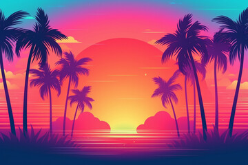 Obraz na płótnie Canvas sunset on the beach ai generative