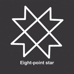Eight-point star - Berber Symbol, Amazigh Symbol, North African Amazigh Berber Symbols Meaning, Vector