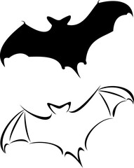 A black tribal bat tattoo set