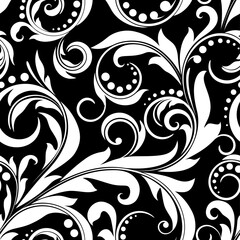 Black and white seamless from  plant(can be repeated and scaled in any size)