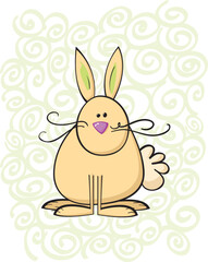 Illustration of a bunny on a swirly background