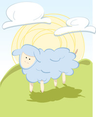 Illustration of a Lamb in the meadow on a sunny day