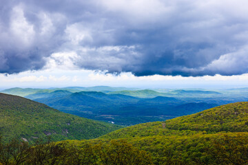 Fototapeta premium Spring Storm and Rain clouds over Blue Ridge Mountains