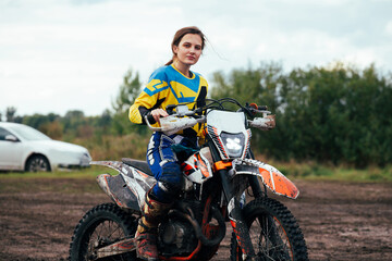 Fototapeta na wymiar Woman motocross