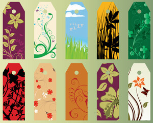 Set of ten different vector floral  bookmarks