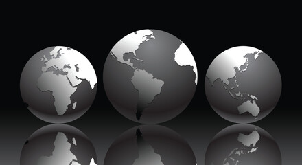 Vector illustration with globe of the Earth in different positions