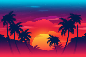 sunset on the beach generative ai technology