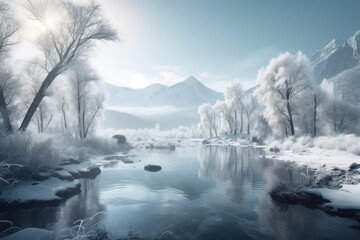 Beautiful Winter landscape. Fantasy winter forest landscape