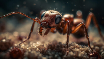 Small insect leg magnified in spooky forest generated by AI