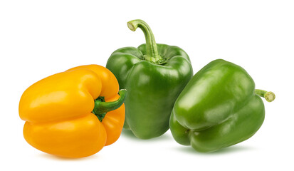 Green and yellow peppers sweet bell isolated on white background