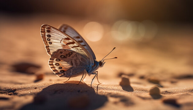 Vibrant butterfly wing displays natural beauty outdoors generated by AI