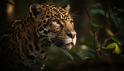 Obraz premium Majestic big cats in nature tranquility generated by AI