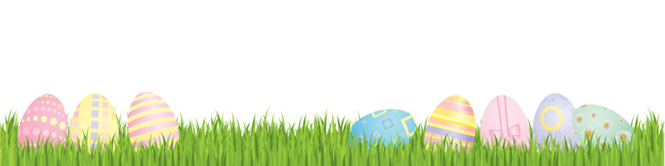 Fototapeta na wymiar Easter eggs with spring grass. Please check my portfolio for more easter illustrations.