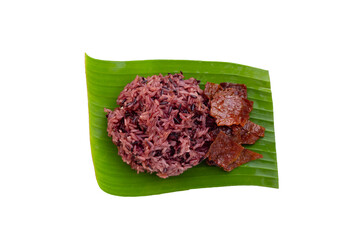 Black sticky rice with fried dried beef