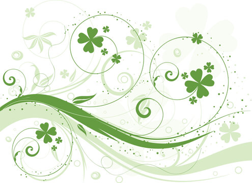 Abstract floral design with shamrock