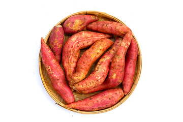 Sweet potato on white background.