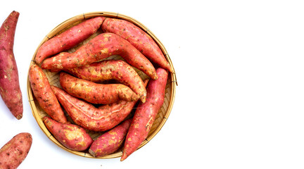 Sweet potato on white background.