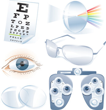 Ophthalmology theme colorful icon set