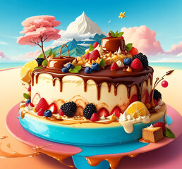 Creamy Delight: New York Cheesecake - Delicia Cremosa: Cheesecake de Nueva York (generated with AI)