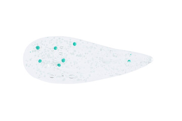 smears and drops of transparent gel with blue granules. On a blank background. PNG