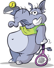 Elephant is ready for a game of tennis