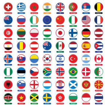 flags icons with official coloring and detailed emblems