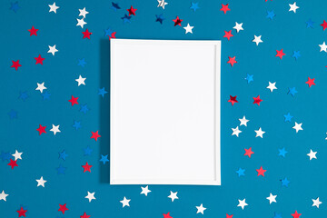 4th of July, USA Presidents Day, Independence Day, Memorial day, US election concept. Blank photo...