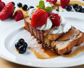 Golden French Toast Delight - Delicia de Tostadas Francesas Doradas (generated with AI)