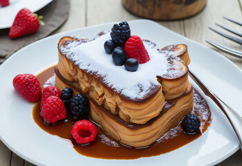 Golden French Toast Delight - Delicia de Tostadas Francesas Doradas (generated with AI)