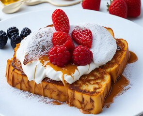 Golden French Toast Delight - Delicia de Tostadas Francesas Doradas (generated with AI)