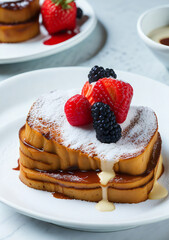 Golden French Toast Delight - Delicia de Tostadas Francesas Doradas (generated with AI)